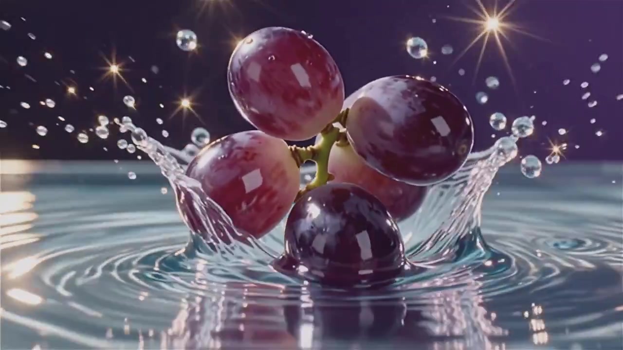 Cinematic Grape Splash: Nature Meets Refreshment