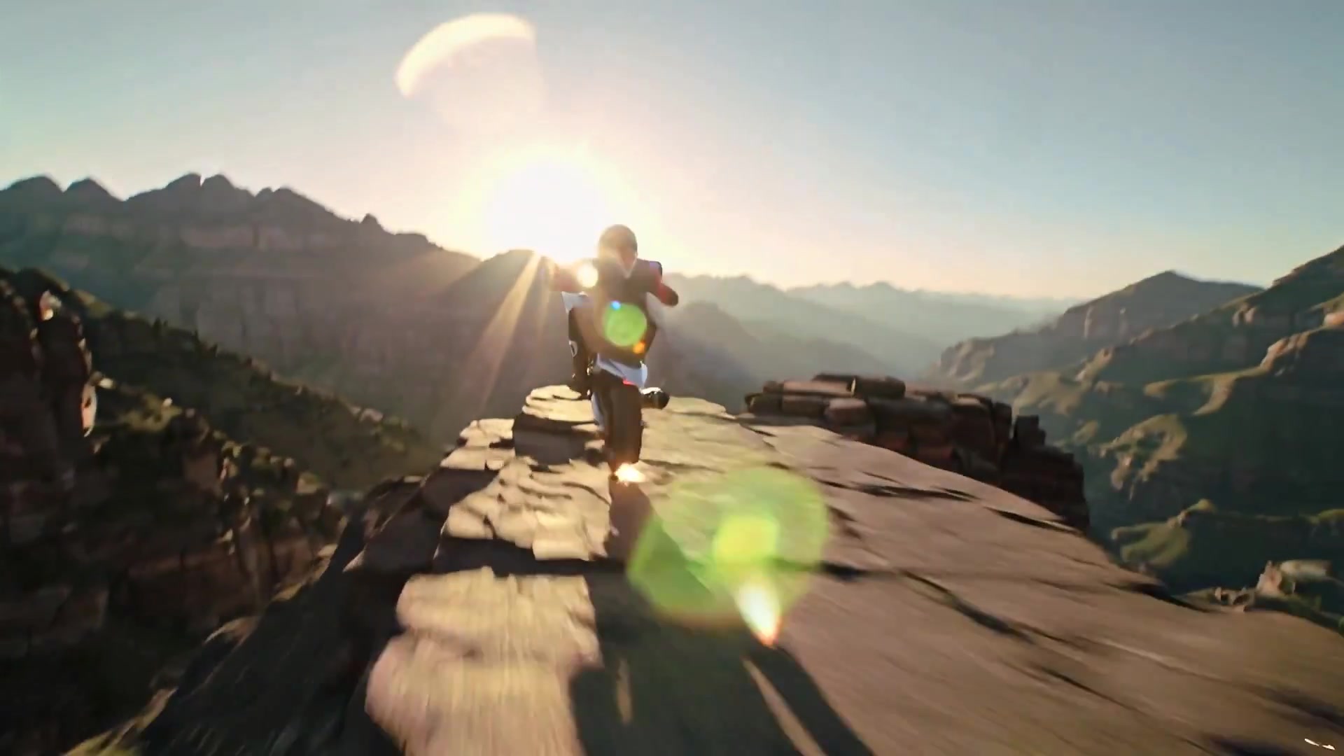 Cinematic Motorcycle Descent at Golden Hour