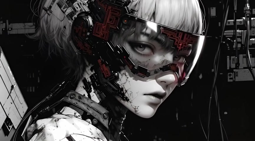 Cyborg Elegance: A Portrait in Monochrome