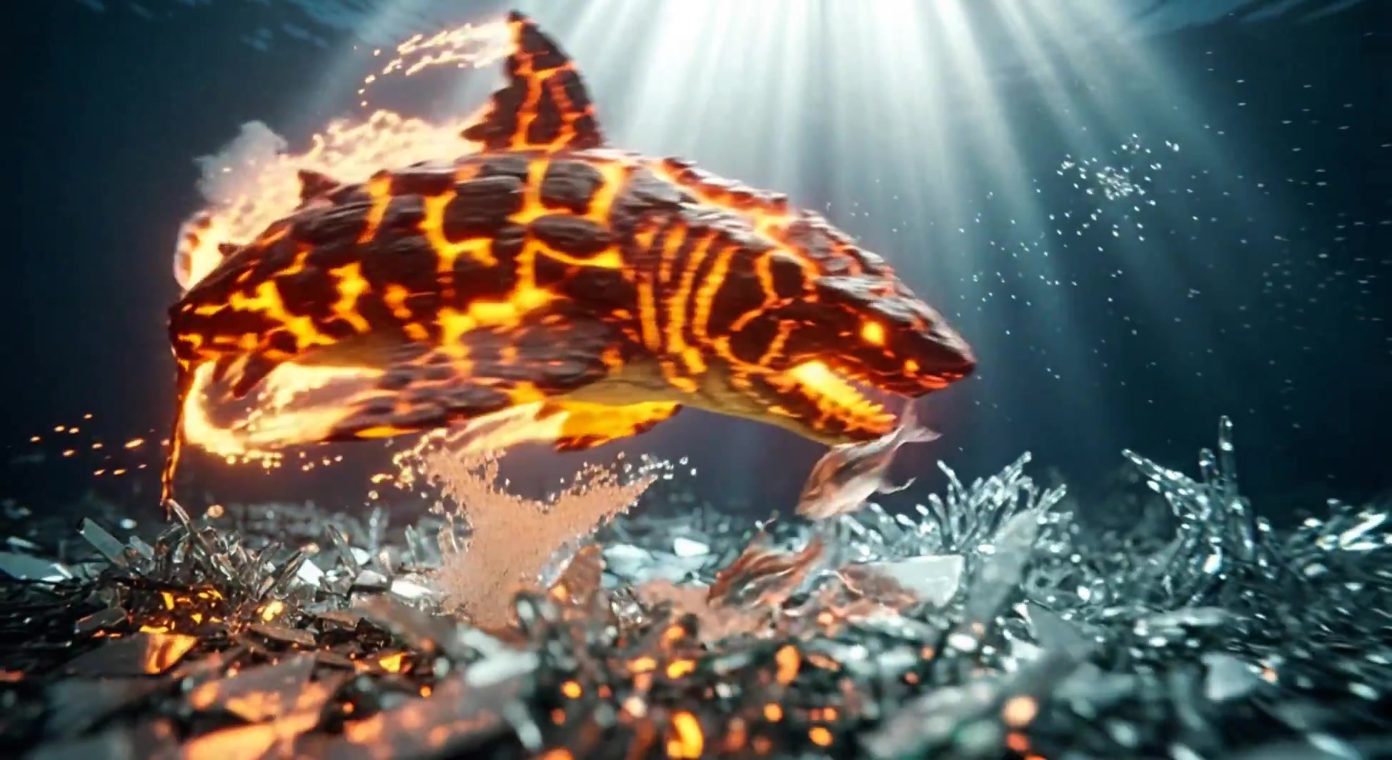 Dynamic Chase: Elemental Creatures in Motion