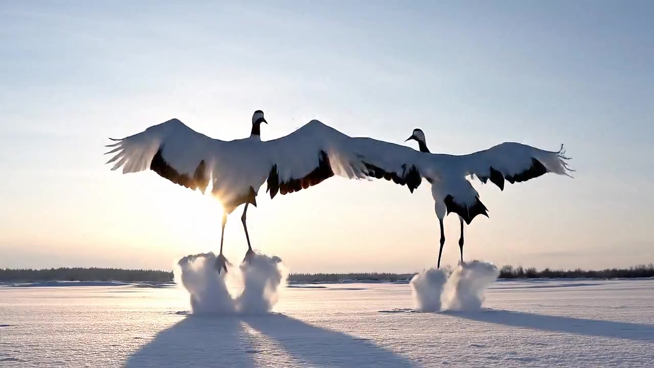 Elegant Cranes in Winter's Embrace