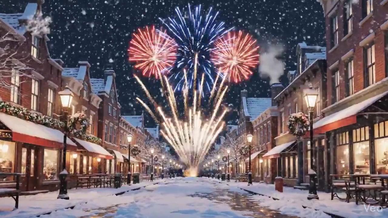 Enchanting New Year's Eve in a Snowy City