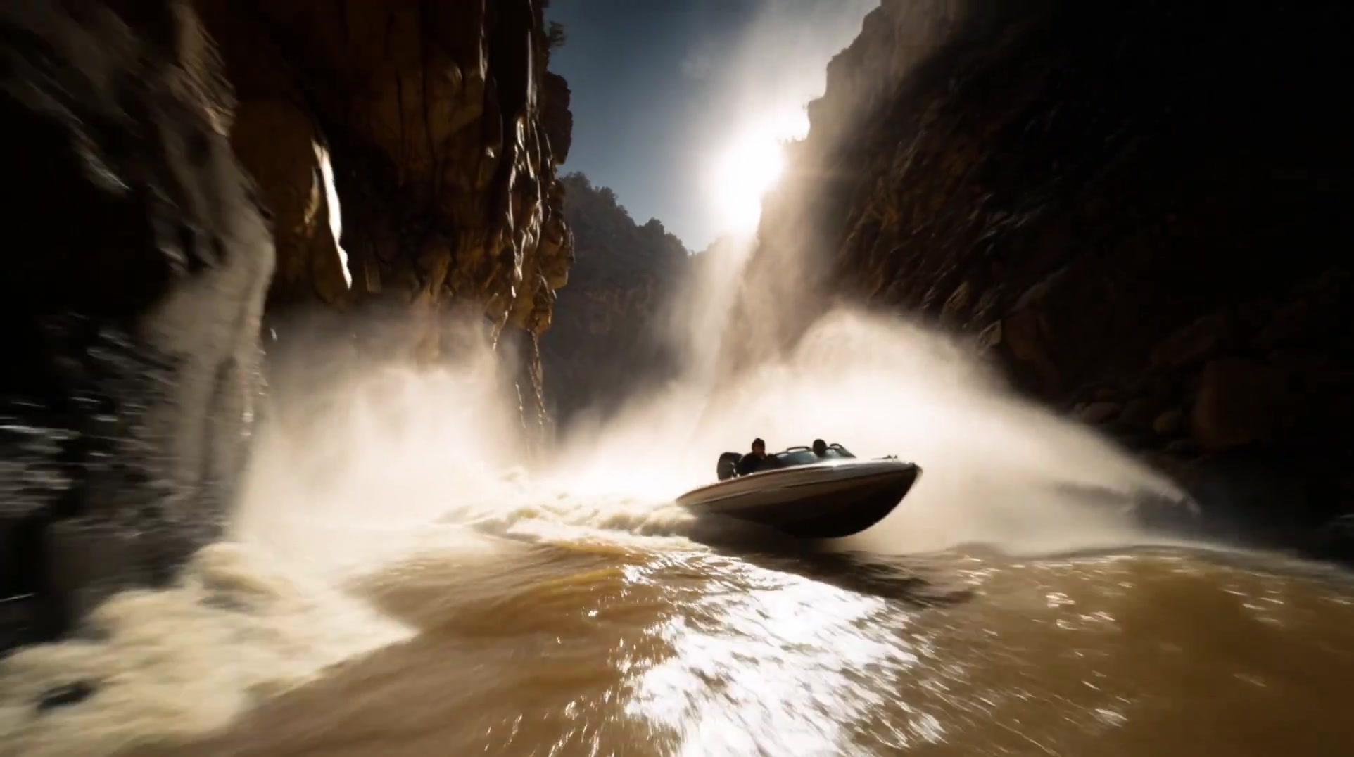 Extreme Speed: Jet Boat Racing Through a Canyon
