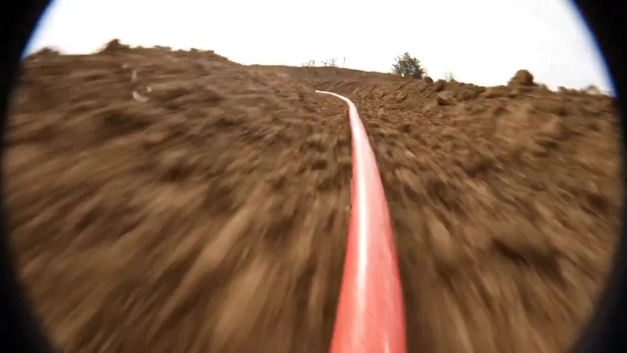 FPV Chase Shot of a Red Network Cable