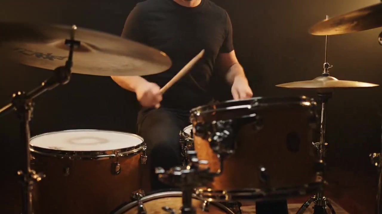 Funky Drummer in a Dimly Lit Studio: A Visual Groove