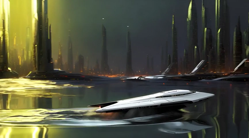 Futuristic Horizons: A Cityscape in Neon Reflections