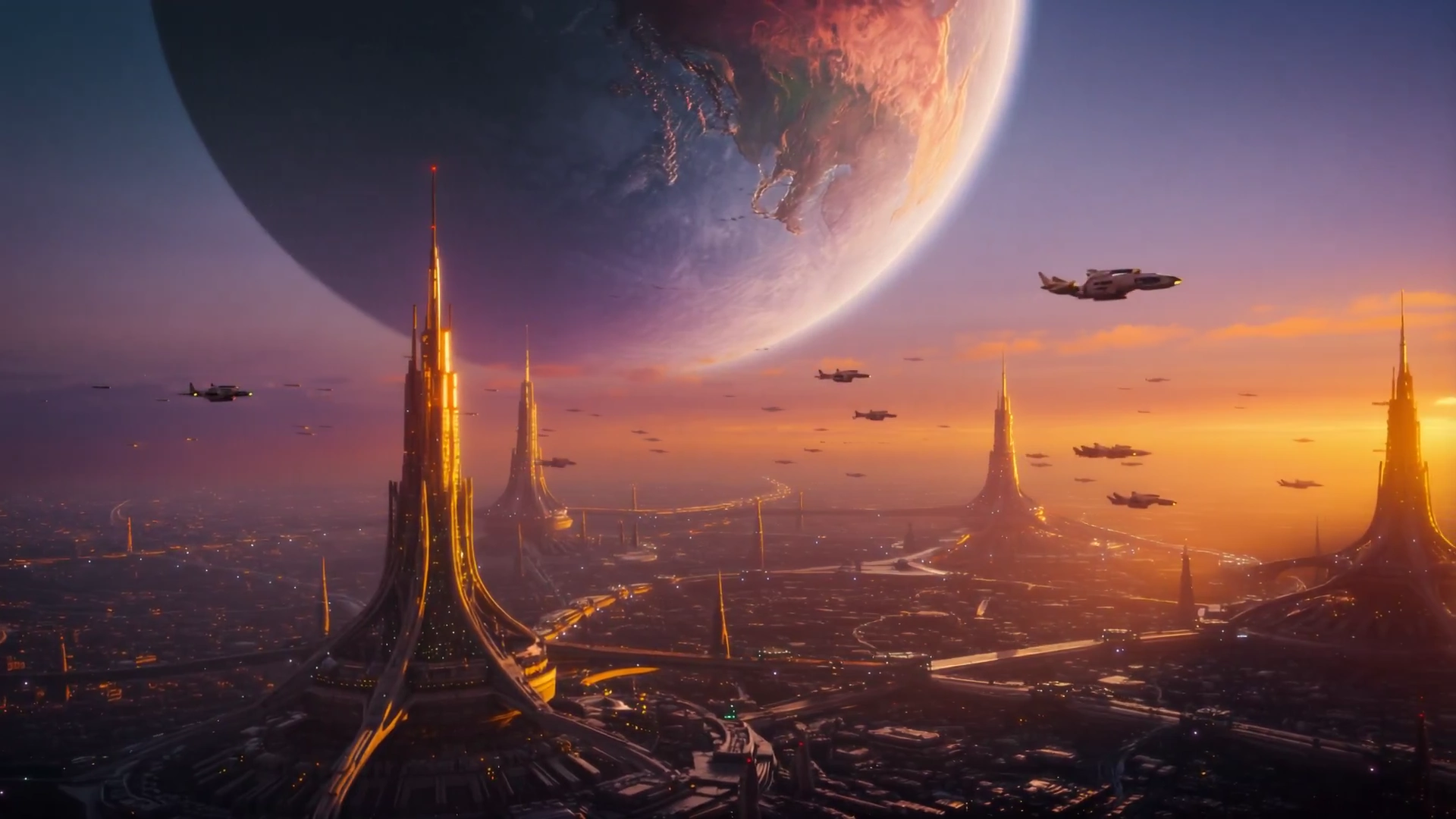 Golden Horizons: A Megacity at Sunset