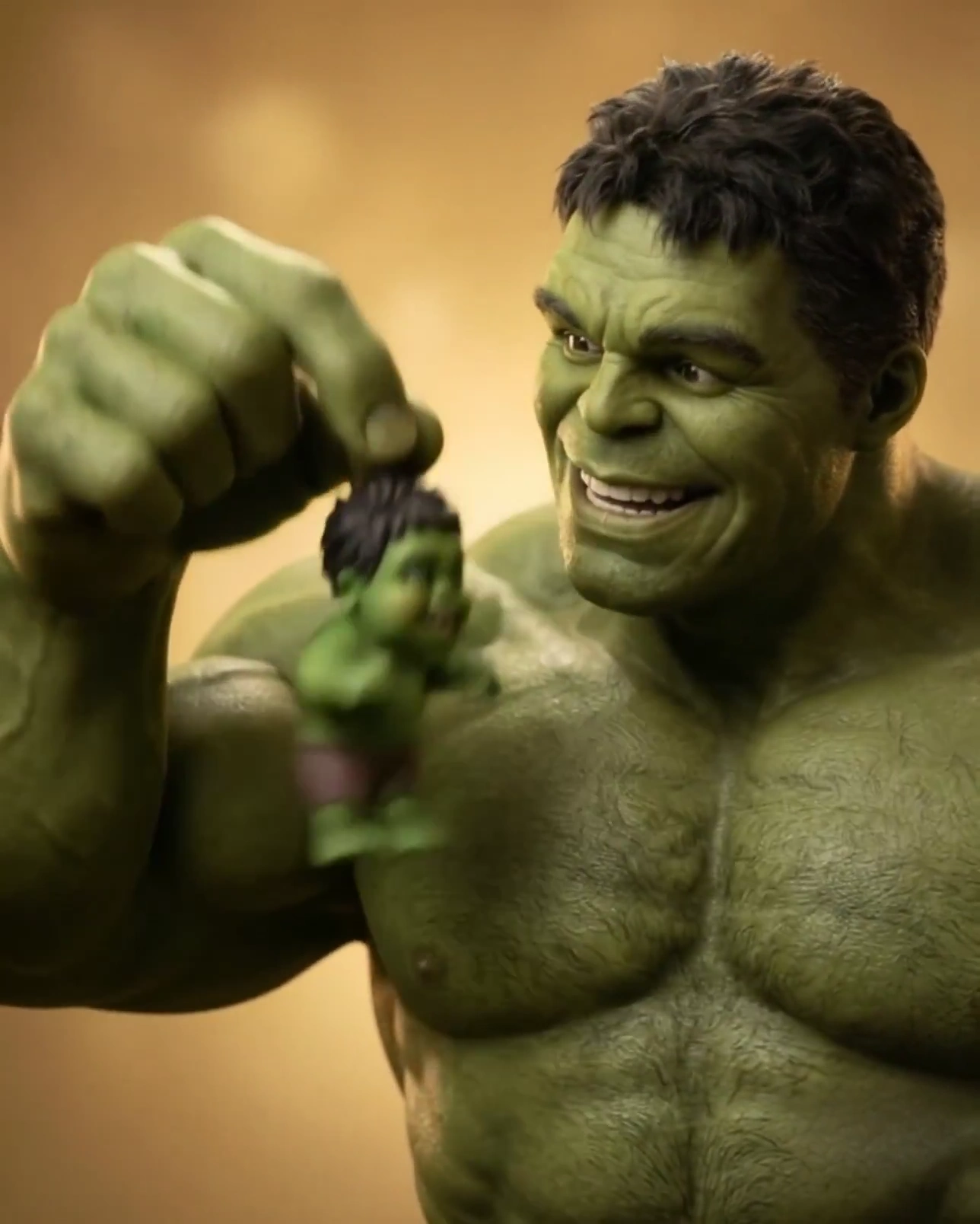 Heartwarming 3D Render of a Giant and His Baby Self