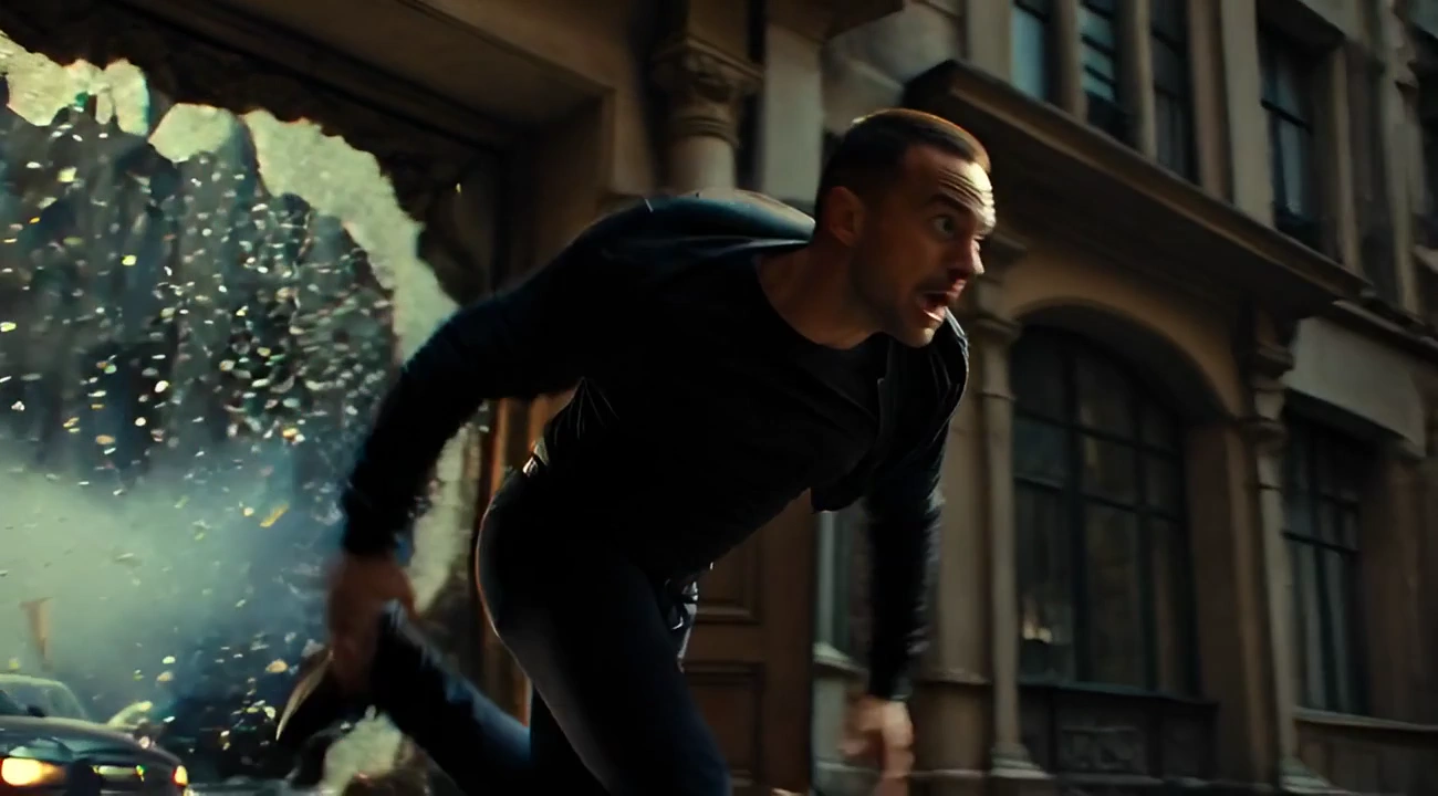 High-Energy Cinematic Action: Seamless Match Cuts in Film Stills