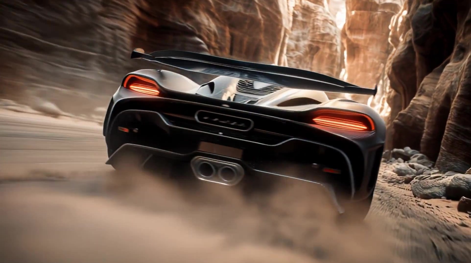 High-Speed Hypercar Chase in Desert Canyon