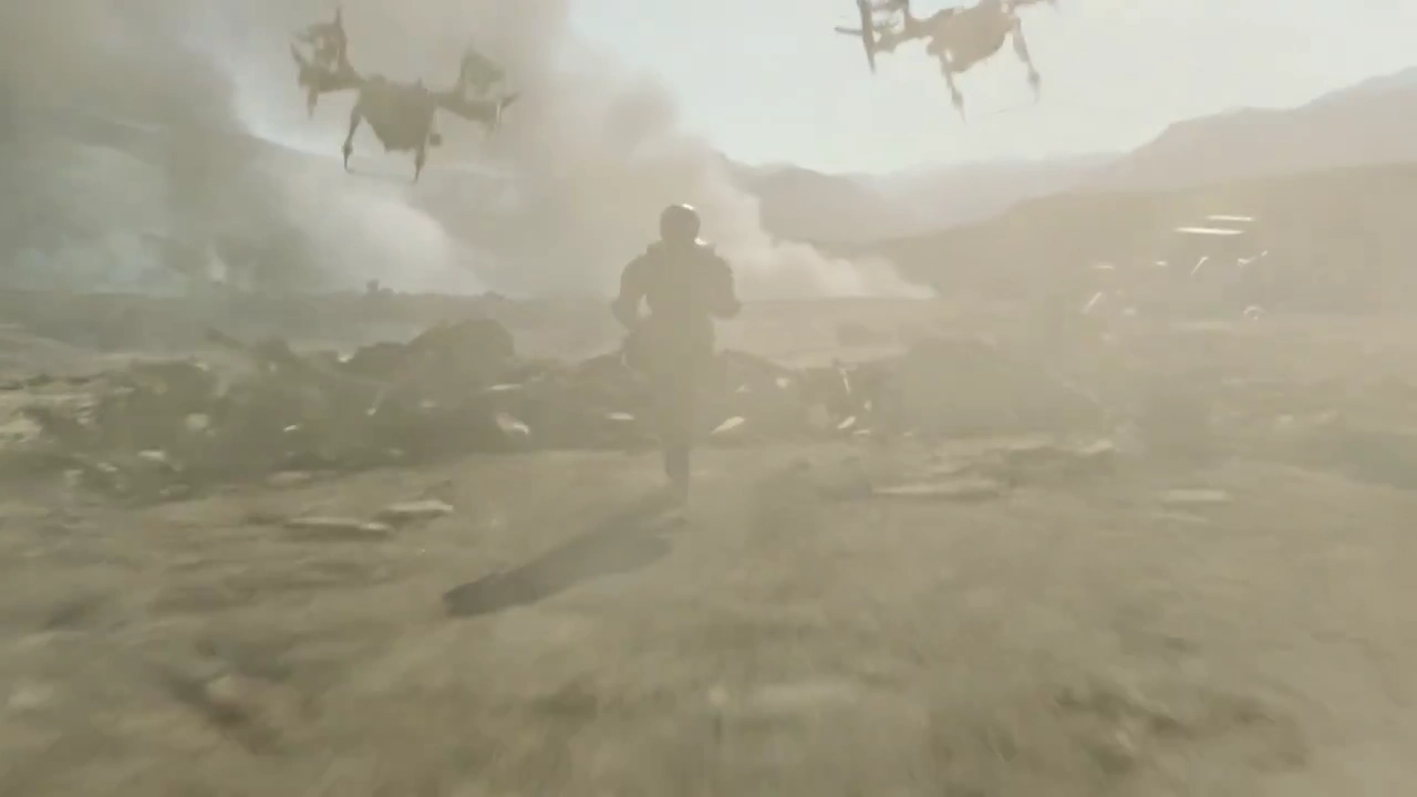 Intense War Sequence with Explosions and Drones