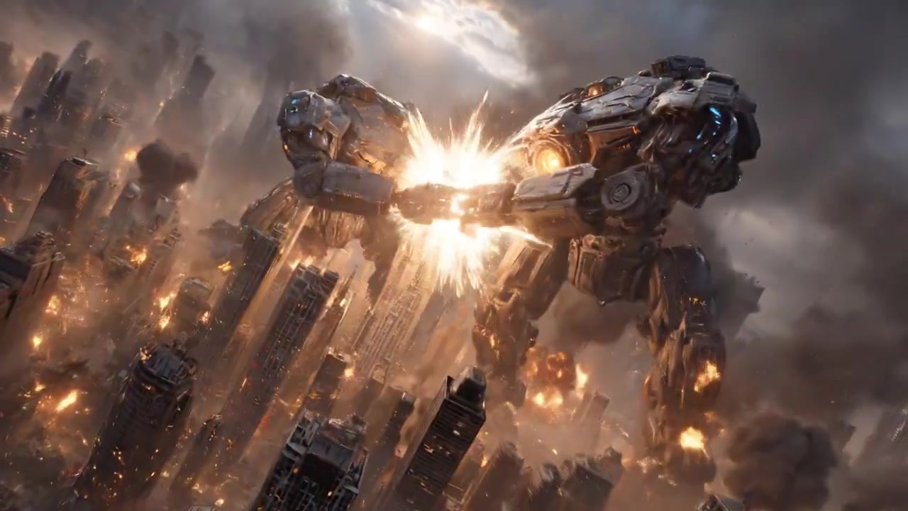 Mech Titans Clash: A Cinematic Skyline Showdown