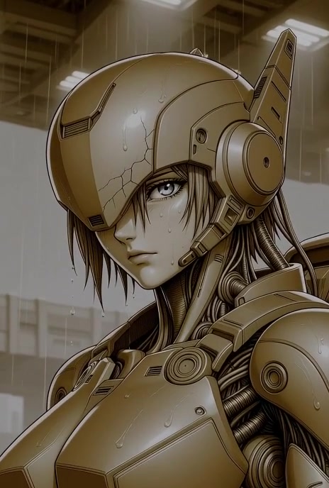 Melancholic Mech: A Cyberpunk Odyssey in Sepia