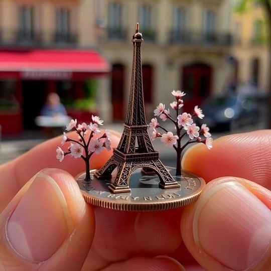 Miniature Marvel: Eiffel Tower on a Vintage Coin
