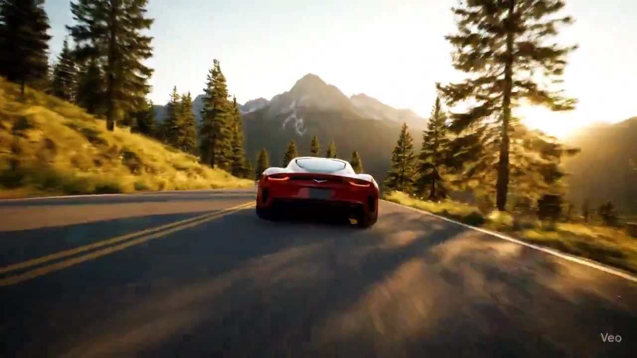 Mountain Majesty: A Sports Car's Golden Hour Journey