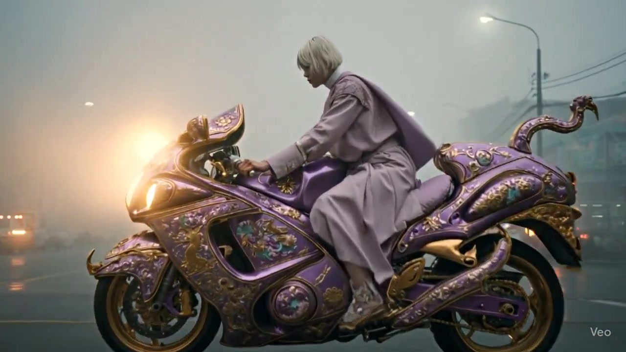 Mystical Ride: Nun on a Minotaur Motorcycle