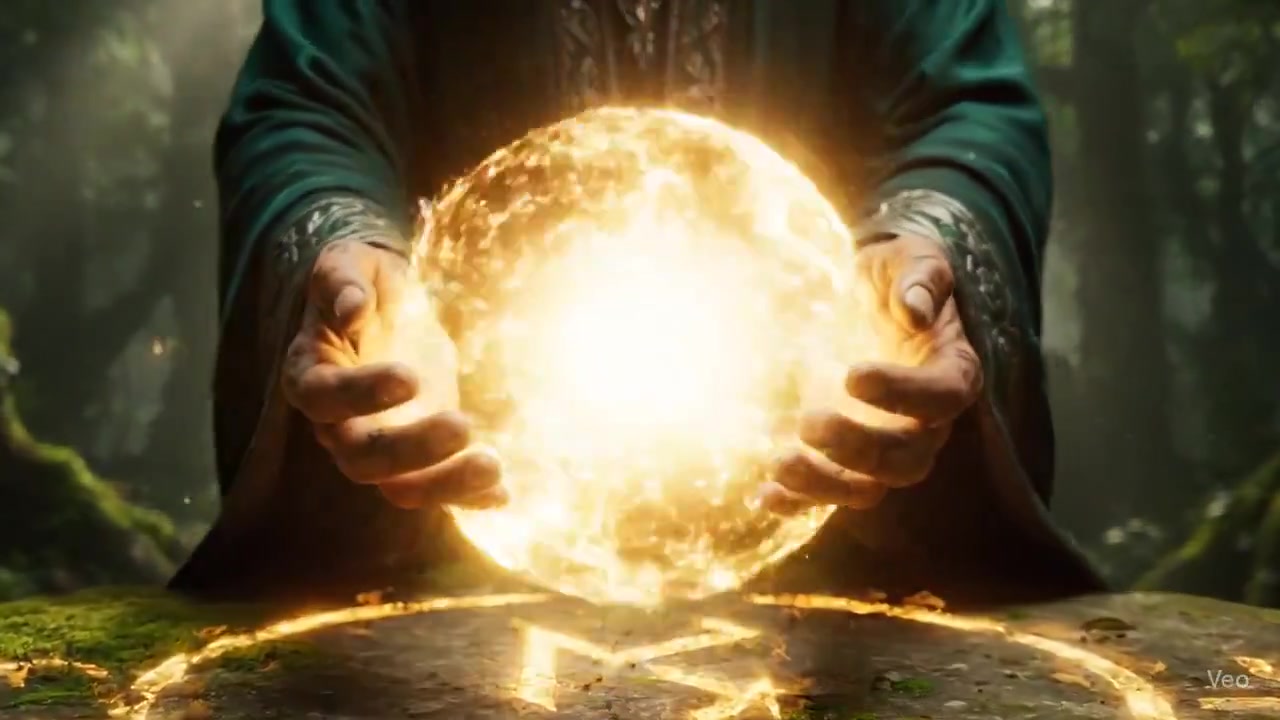 Mystical Sorcery: A Dance of Light in the Ancient Forest