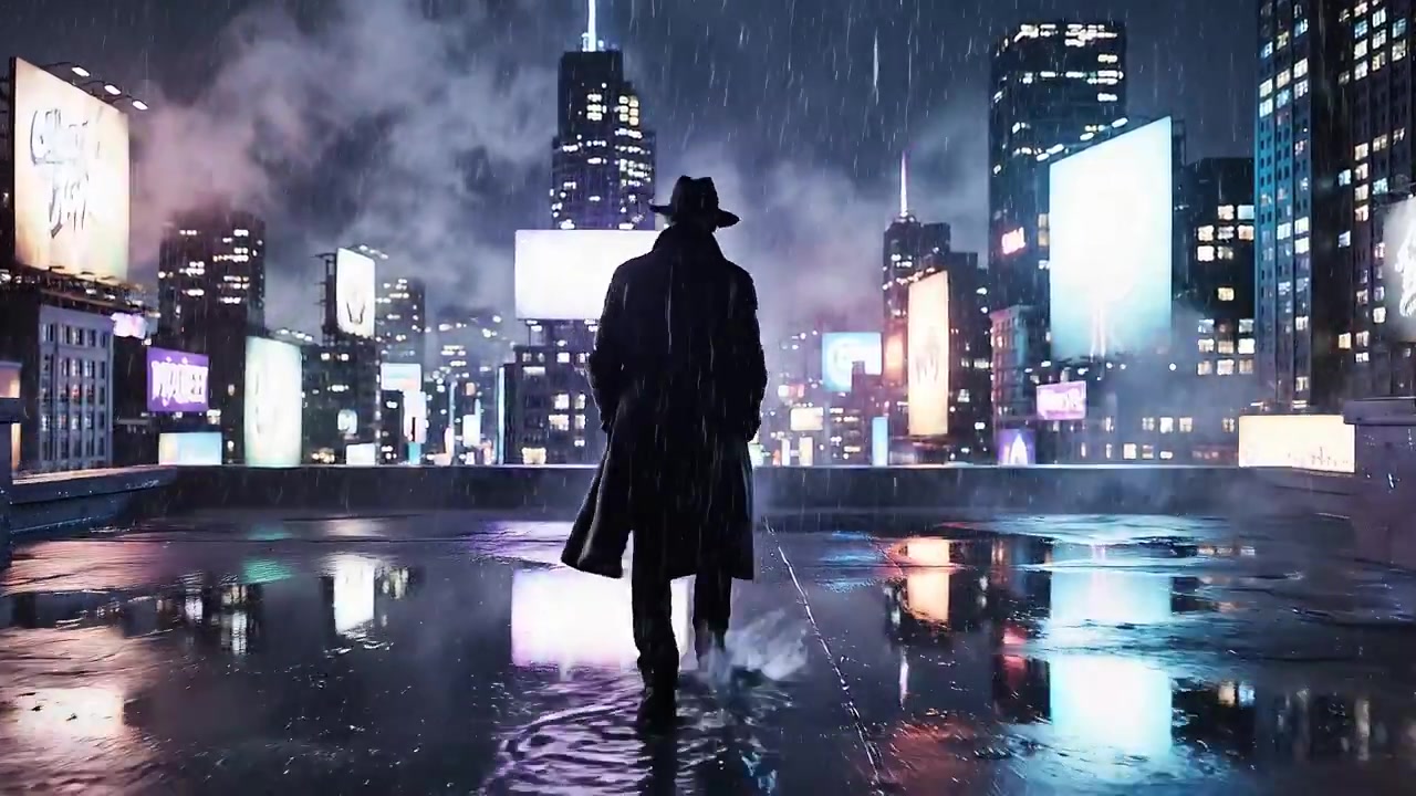 Neon Dreams: A Solitary Journey Through a Rain-Drenched City