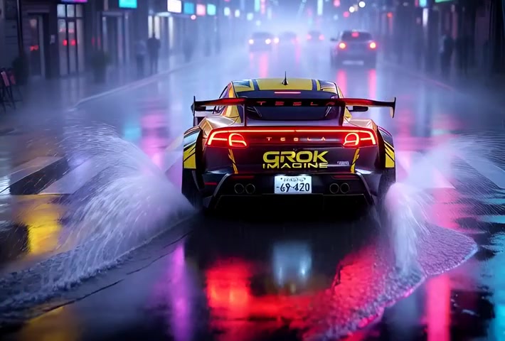 Neon Dreams: The Tesla Roadster's Cyberpunk Odyssey