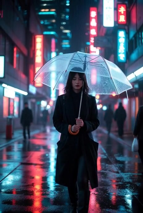 Rain-soaked Reflections in a Neon Dreamscape