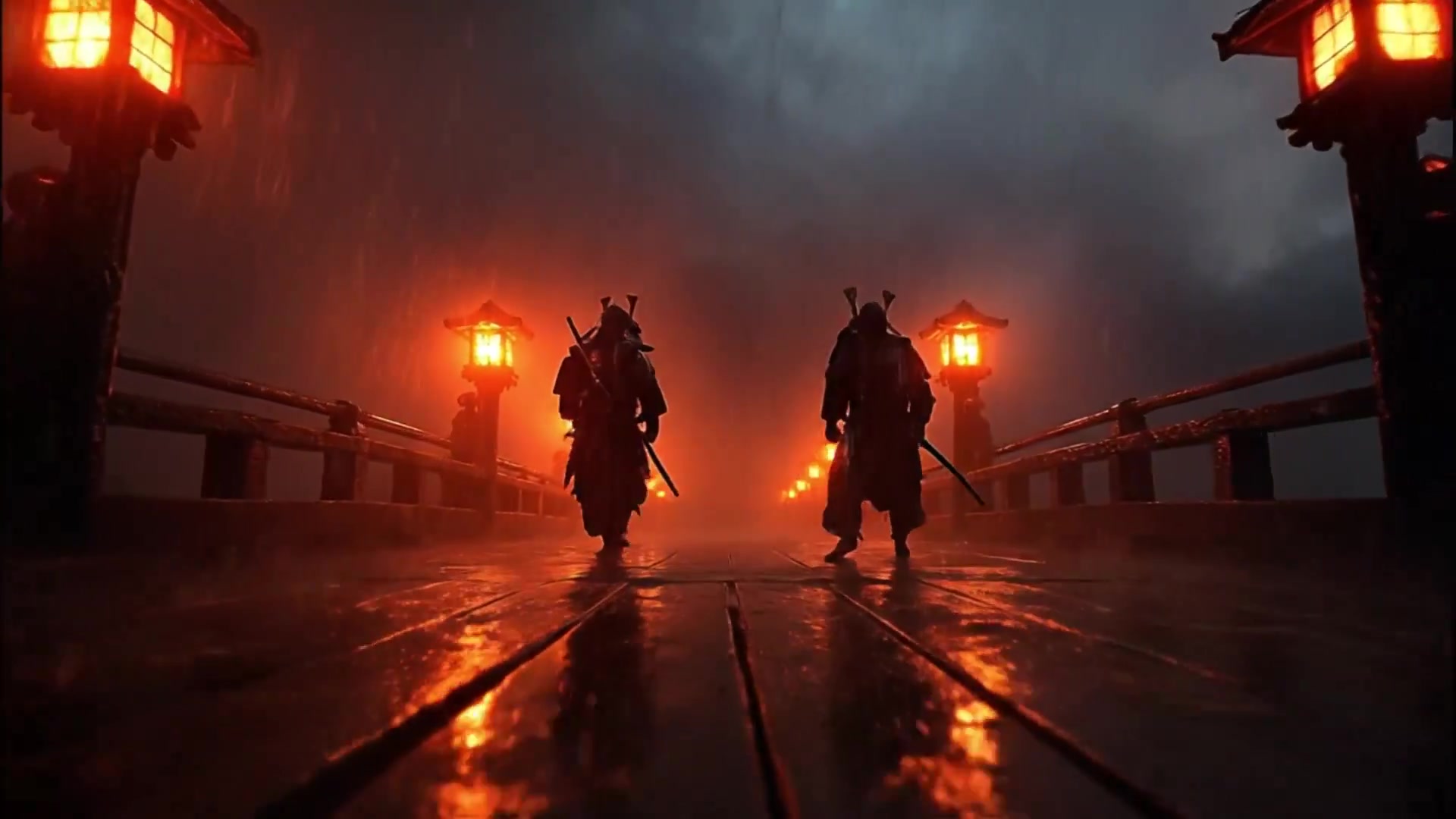 Samurai Shadows: A Dance of Blades in the Rain