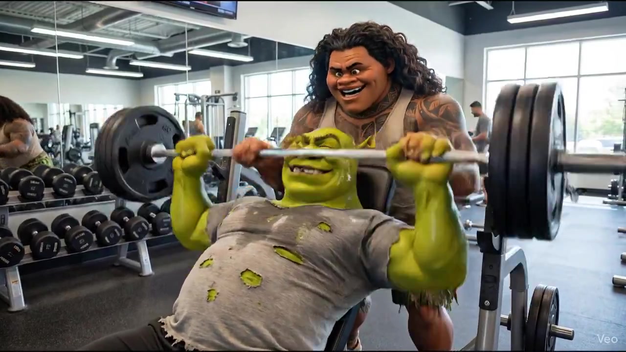 Shrek and Maui: Gym Buddies