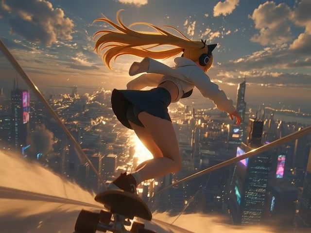 Skateboarding Serenity: Ani's Fun in Slow Motion