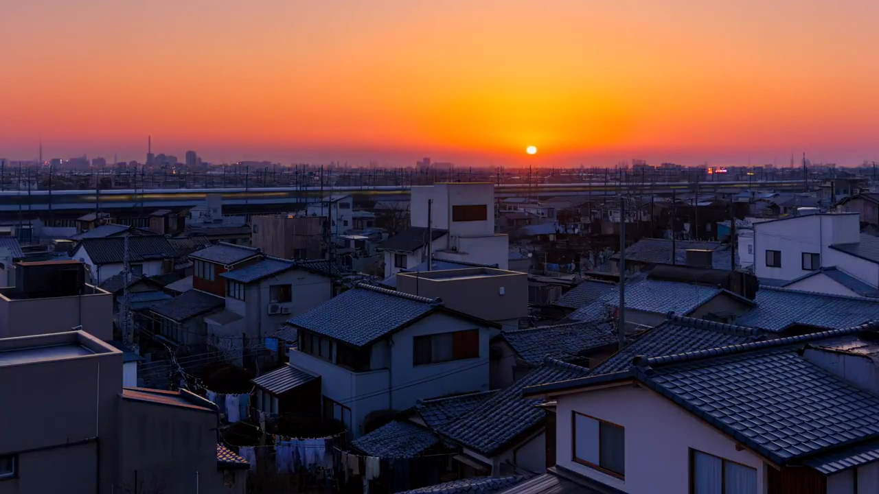 Timelapse of an Urban Japanese Sunset