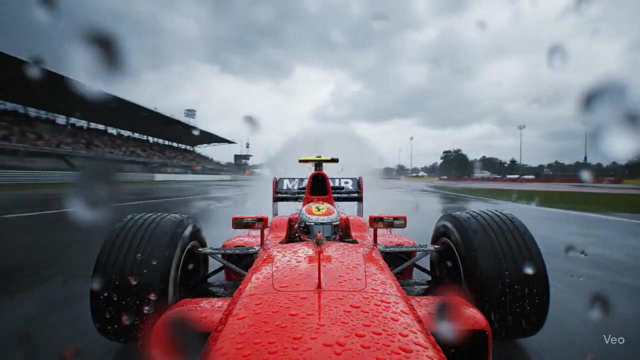 Unleashing Speed: Ferrari's Fury on a Rain-Slicked Track