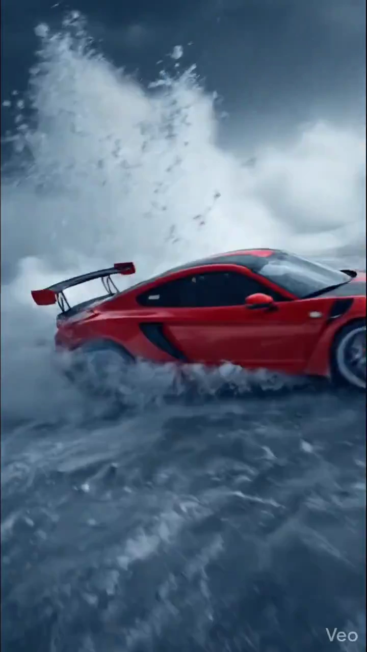 What if a red sports car danced on a frozen stage of ice?